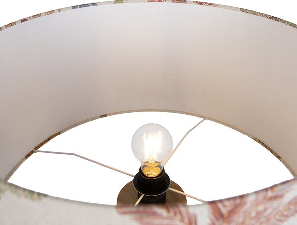 Dřevěná stojací lampa s vícebarevným stínidlem se zvířecím potiskem 50 cm - Tripod Classic