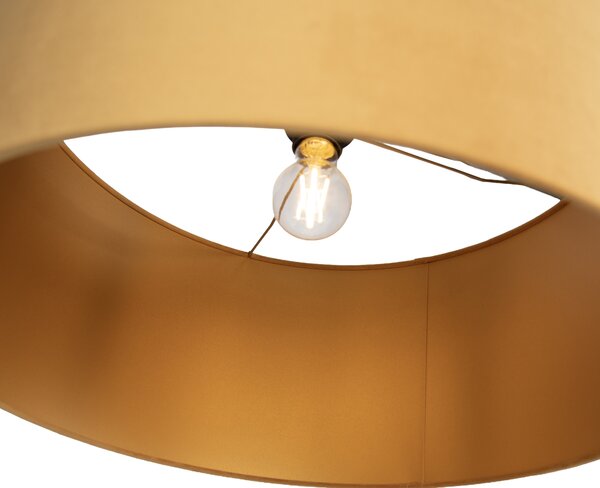 Stojací lampa černá nastavitelná se žlutým stínidlem a zlatým vnitřkem 50 cm - Editor
