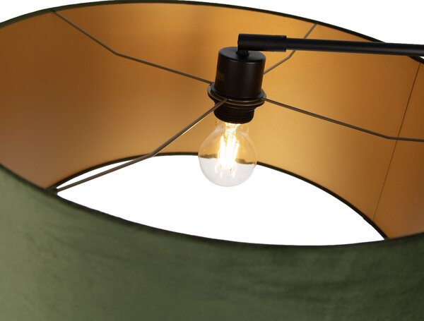 Stojací lampa černá nastavitelná se zeleným stínidlem a zlatým vnitřkem 50 cm - Editor