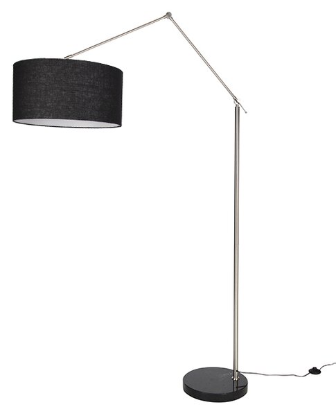 Stojací lampa ocelová nastavitelná s černým stínidlem 50 cm - Editor