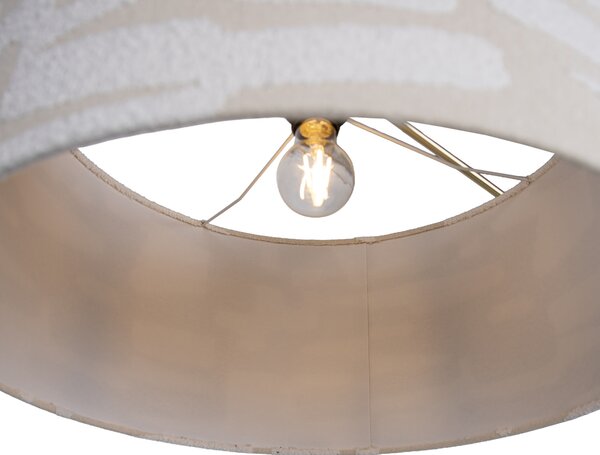 Stojací lampa zlatá nastavitelná s bílým a béžovým pruhovaným stínidlem 50 cm - Editor