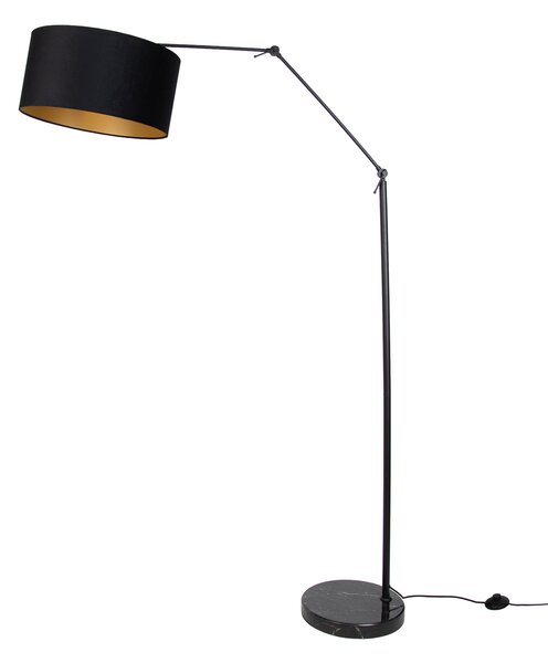 Nastavitelná černá stojací lampa s černým stínidlem a zlatým vnitřkem 50 cm - Editor