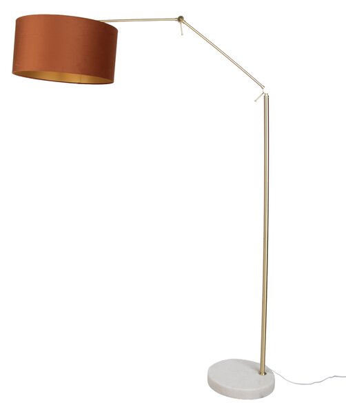 Stojací lampa zlatá nastavitelná s oranžovým stínidlem a zlatým vnitřkem 50 cm - Editor