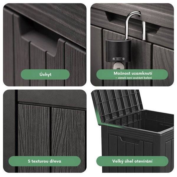 Ak furniture Zahradní úložný box Ezra 117 L černý