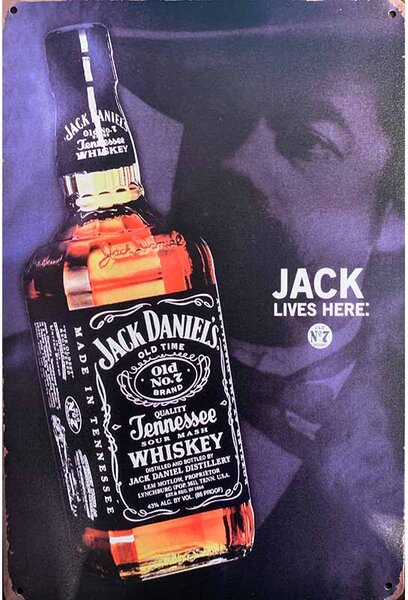 Ceduľa Jack Daniels - Jack Lives Here 30cm x 20cm Plechová tabuľa