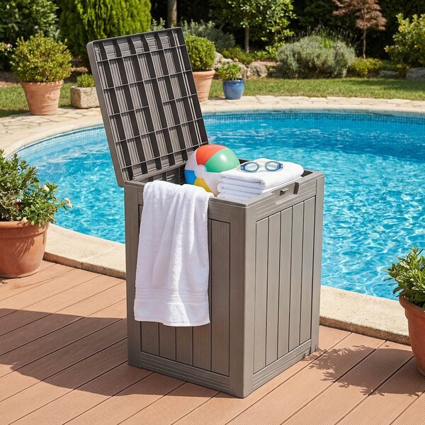 Ak furniture Zahradní úložný box Ezra 113 L šedý