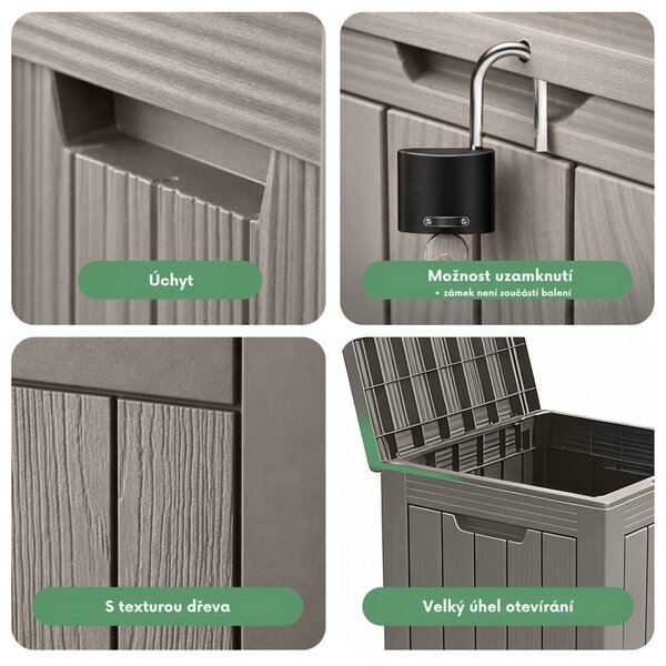 Ak furniture Zahradní úložný box Ezra 272 L šedý