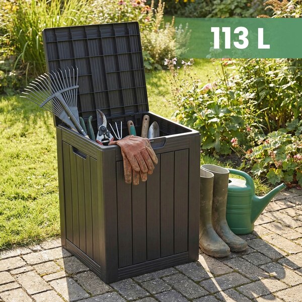 Ak furniture Zahradní úložný box Ezra 113 L černý
