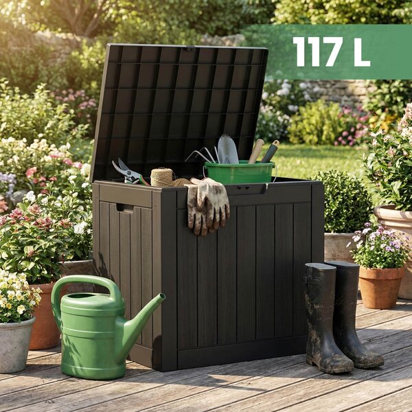 Ak furniture Zahradní úložný box Ezra 117 L černý