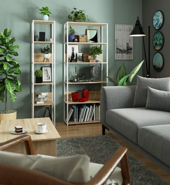 Ak furniture Regál LOFT 40 cm bílý/dub sonoma