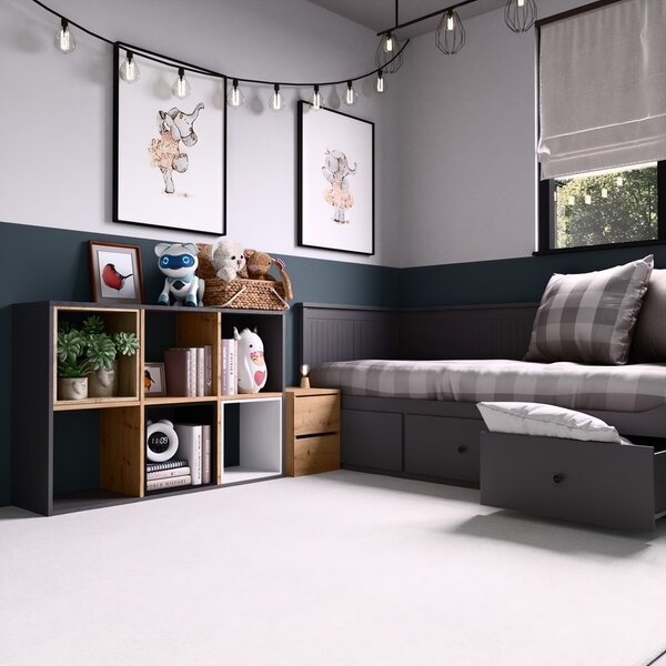 TP Living Regál MALAX 110 cm antracitový/dub artisan