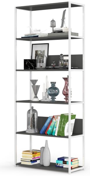 Ak furniture Regál LOFT 80 cm bílý/šedý