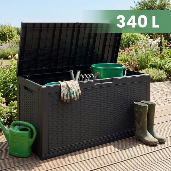 Ak furniture Zahradní úložný box Ezra 340 L černý