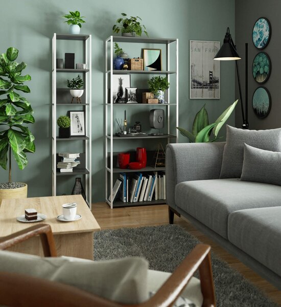 Ak furniture Regál LOFT 40 cm bílý/šedý