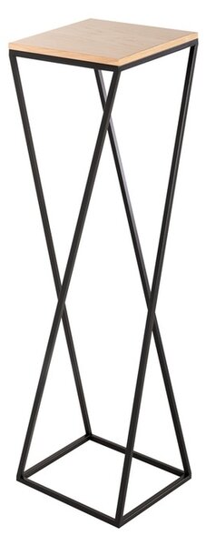 Květinový stojan s kovovou základnou na květiny 70 cm - Černá Řemeslný dub (Versanis)