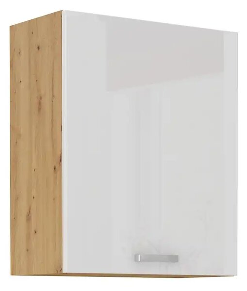Kuchyně MEADOW 250/190 cm, korpus: dub artisan, dvířka: bílý lesk, dub artisan