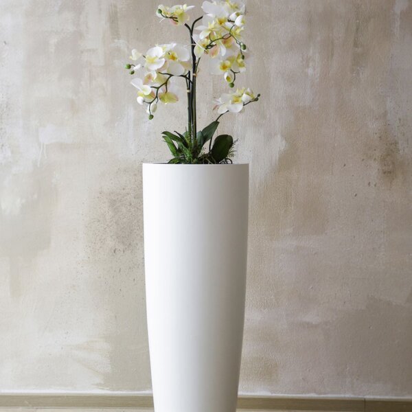 Květináč PILA, sklolaminát, výška 100 cm, bílý