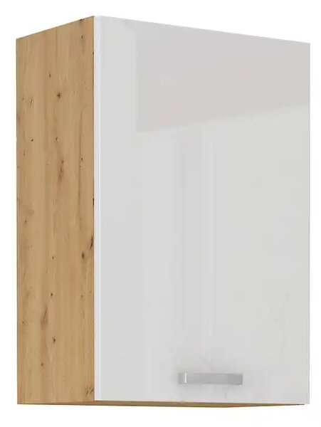 Kuchyně MEADOW 250/190 cm, korpus: dub artisan, dvířka: bílý lesk, dub artisan