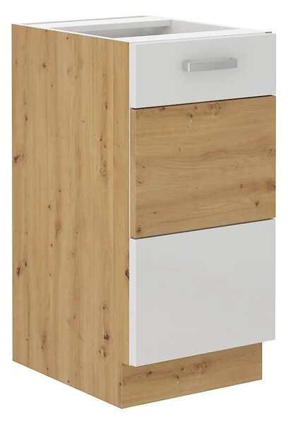 Kuchyně MEADOW 260 cm, korpus: dub artisan, dvířka: bílý lesk, dub artisan