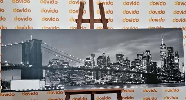 Obraz očarující most v Brooklynu v černobílém provedení