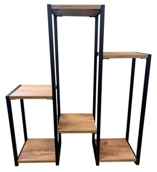 Stojan Loft 4-patrový Dub Craft - Černá Řemeslný dub (Versanis)