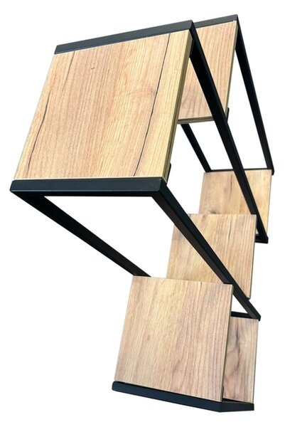 Stojan Loft 4-patrový Dub Craft - Černá Řemeslný dub (Versanis)