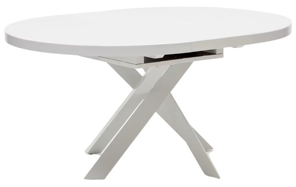 Bílý skleněný rozkládací jídelní stůl Kave Home Vashti 120 - 160 cm