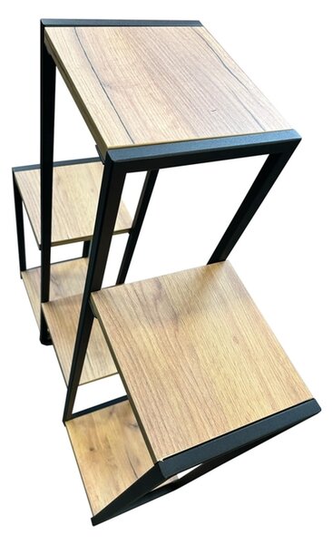 Stojan Loft 4-patrový Dub Craft - Černá Řemeslný dub (Versanis)