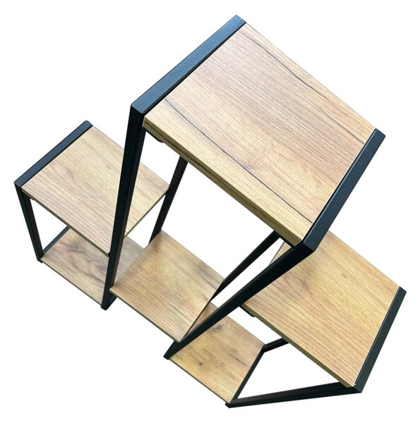 Stojan Loft 4-patrový Dub Craft - Černá Řemeslný dub (Versanis)