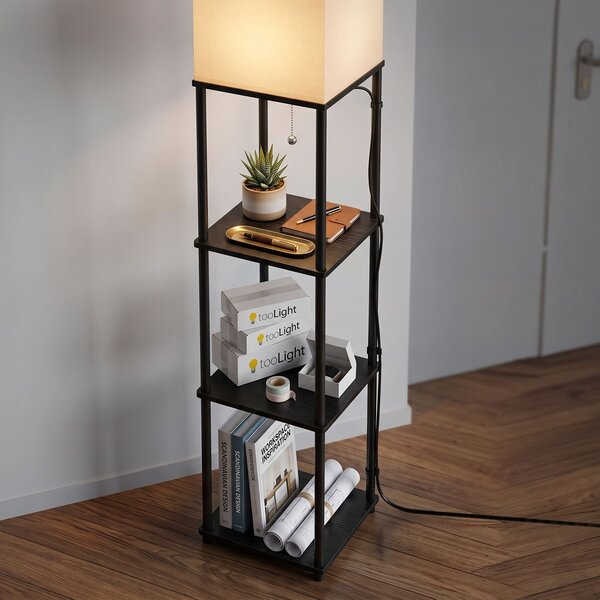 Toolight Toolight, stojací podlahová lampa s policemi 1xE27, JNH050-1F, bílá, 26x26x157 cm, OSW-56242