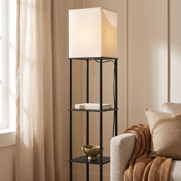 Toolight Toolight, stojací podlahová lampa s policemi 1xE27, JNH050-1F, bílá, 26x26x157 cm, OSW-56242
