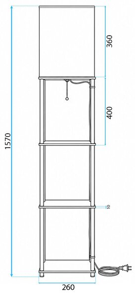 Toolight Toolight, stojací podlahová lampa s policemi 1xE27, JNH050-1F, bílá, 26x26x157 cm, OSW-56242
