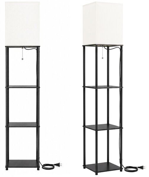 Toolight Toolight, stojací podlahová lampa s policemi 1xE27, JNH050-1F, bílá, 26x26x157 cm, OSW-56242