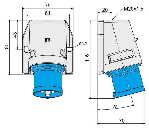 TP electric Nástěnná přívodka, Quick Connect 3x16A IP44 3020-312-0900