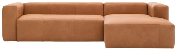 Kave Home Kožená rohová pohovka Blok 300 cm, pravá