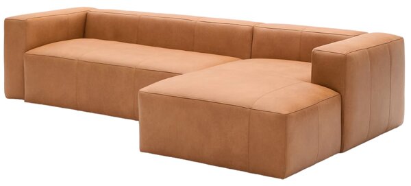 Kave Home Kožená rohová pohovka Blok 300 cm, pravá