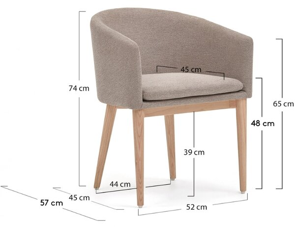Hnědá látková jídelní židle Kave Home Harlan
