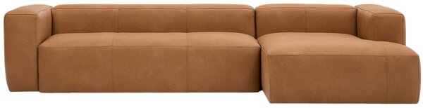 Kave Home Kožená rohová pohovka Blok 330 cm, pravá