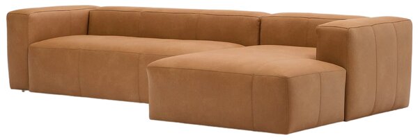 Kave Home Kožená rohová pohovka Blok 330 cm, pravá