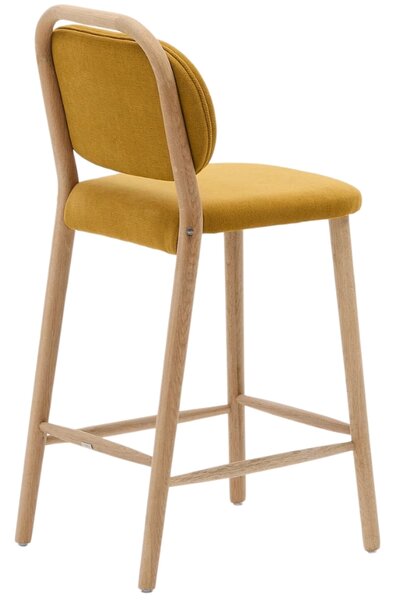Hořčicově žlutá čalouněná barová židle Kave Home Helda 65 cm