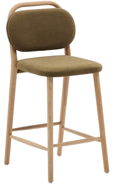 Zelená čalouněná barová židle Kave Home Helda 65 cm