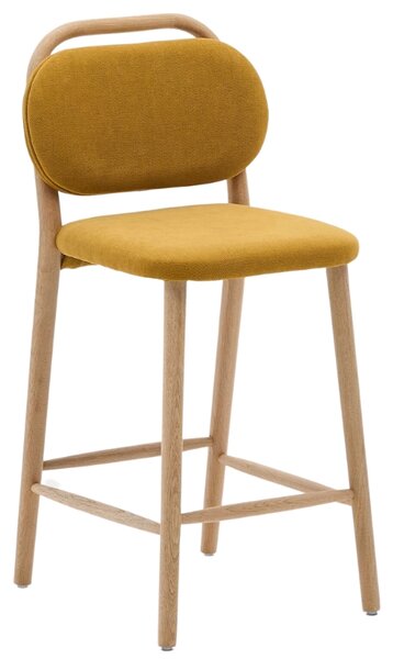 Hořčicově žlutá čalouněná barová židle Kave Home Helda 65 cm