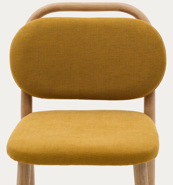 Hořčicově žlutá čalouněná barová židle Kave Home Helda 65 cm
