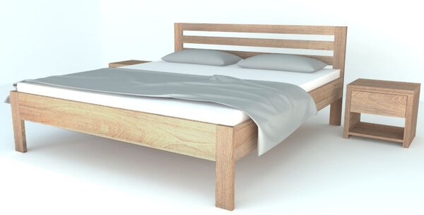 Postel dvoulůžko PAVLA Smrk 140x200 - designově jednoduchá postel s masivní konstrukcí, síla masivu 4 cm