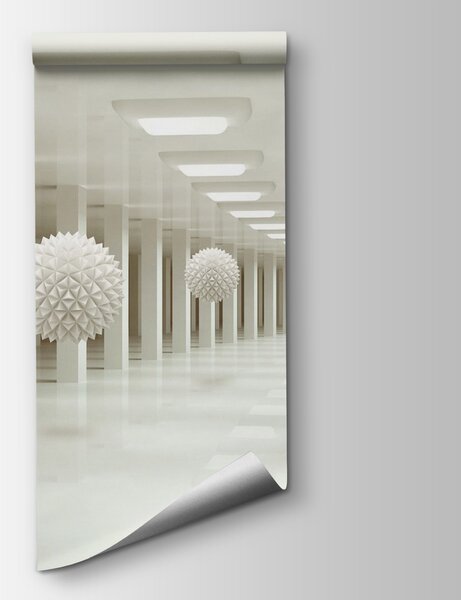 Fototapeta Bílá místnost s bílými koulemi ze stropu, 3D fototapety, Populární fototapety, u24296 - Tapeko.co.cz