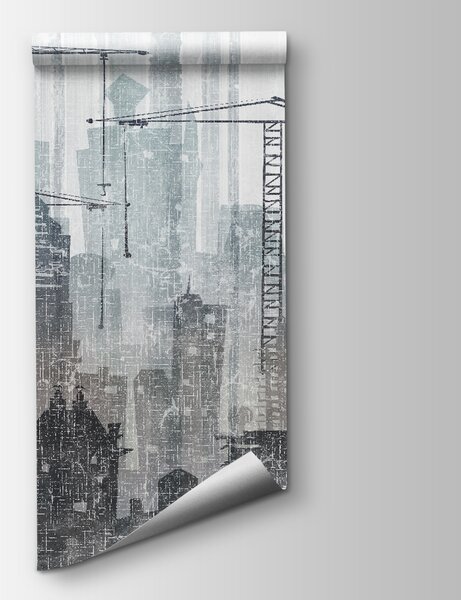 Fototapeta Skupina jeřábů ve městě, Geometrické 3D fototapety, Populární fototapety, u26287 - Tapeko.co.cz