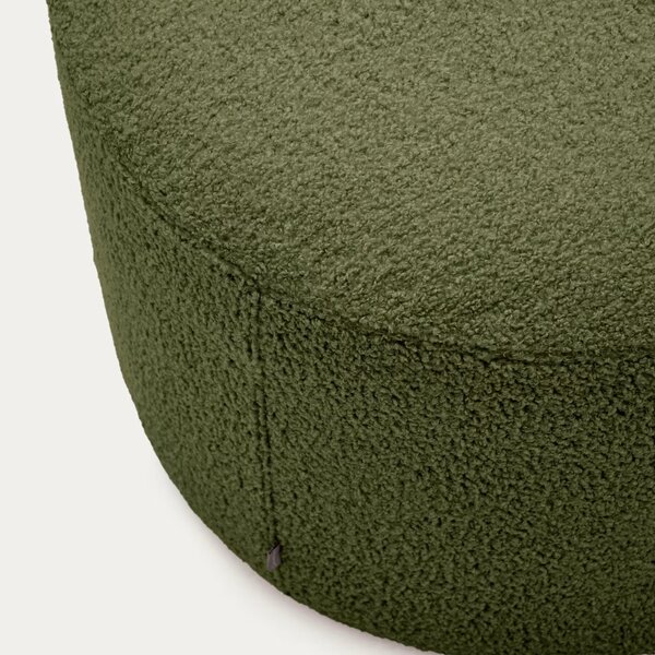 Zelený bouclé taburet Kave Home Kaeli 60 cm