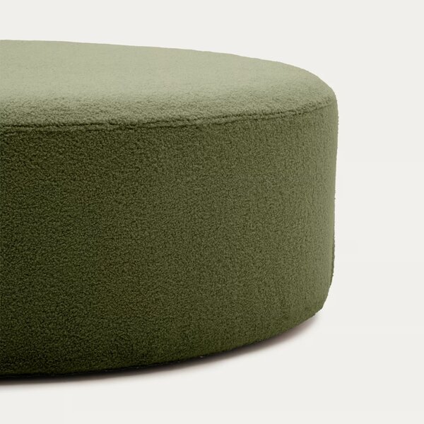 Zelený bouclé taburet Kave Home Kaeli 90 cm