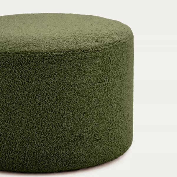 Zelený bouclé taburet Kave Home Kaeli 60 cm