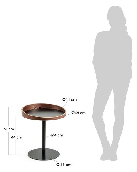 Kulatý odkládací stolek s deskou v dekoru ořechového dřeva ø 46 cm Kaori – Kave Home